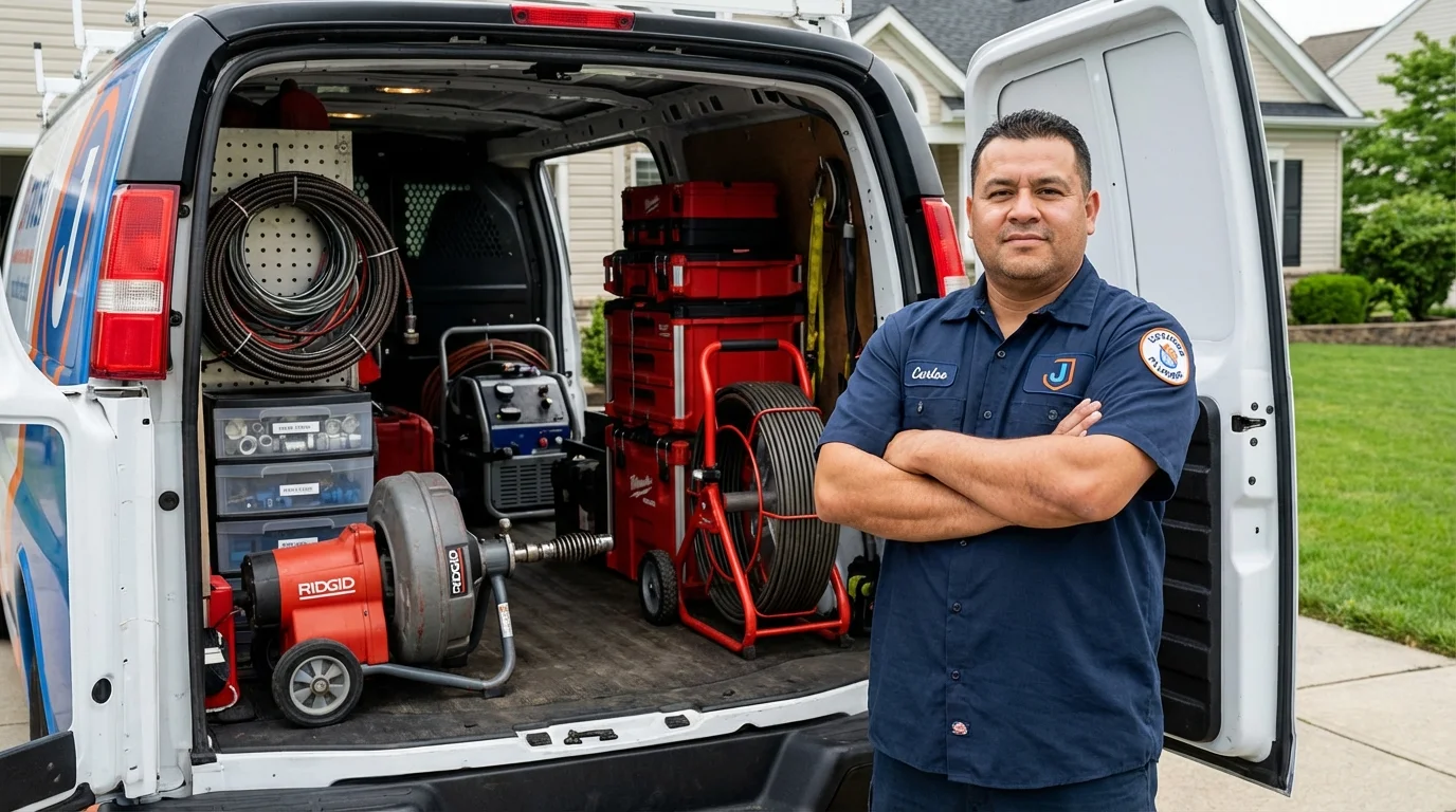 Professional drain cleaning equipment and Johns Plumbing LLC plumber in Waynesville